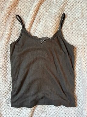 Women's Lace-Trim Ribbed Cami Tank Top - brown